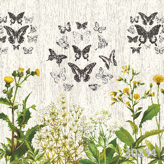 Бабочки и тропические цветы