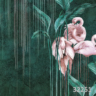 Drawn flamingos green